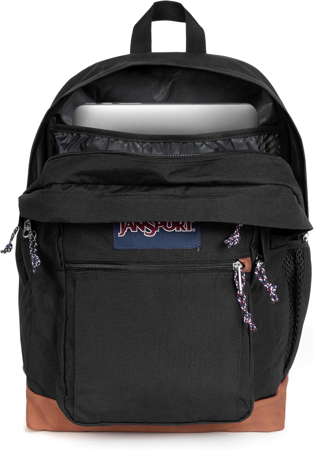 JanSport Cool Student Backpack Black - open showing laptop compartment